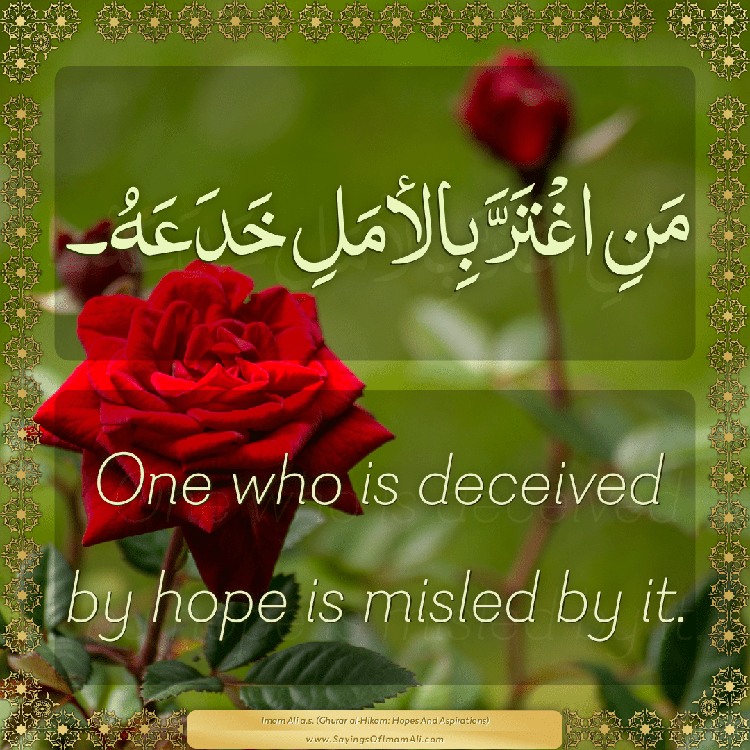 One who is deceived by hope is misled by it.